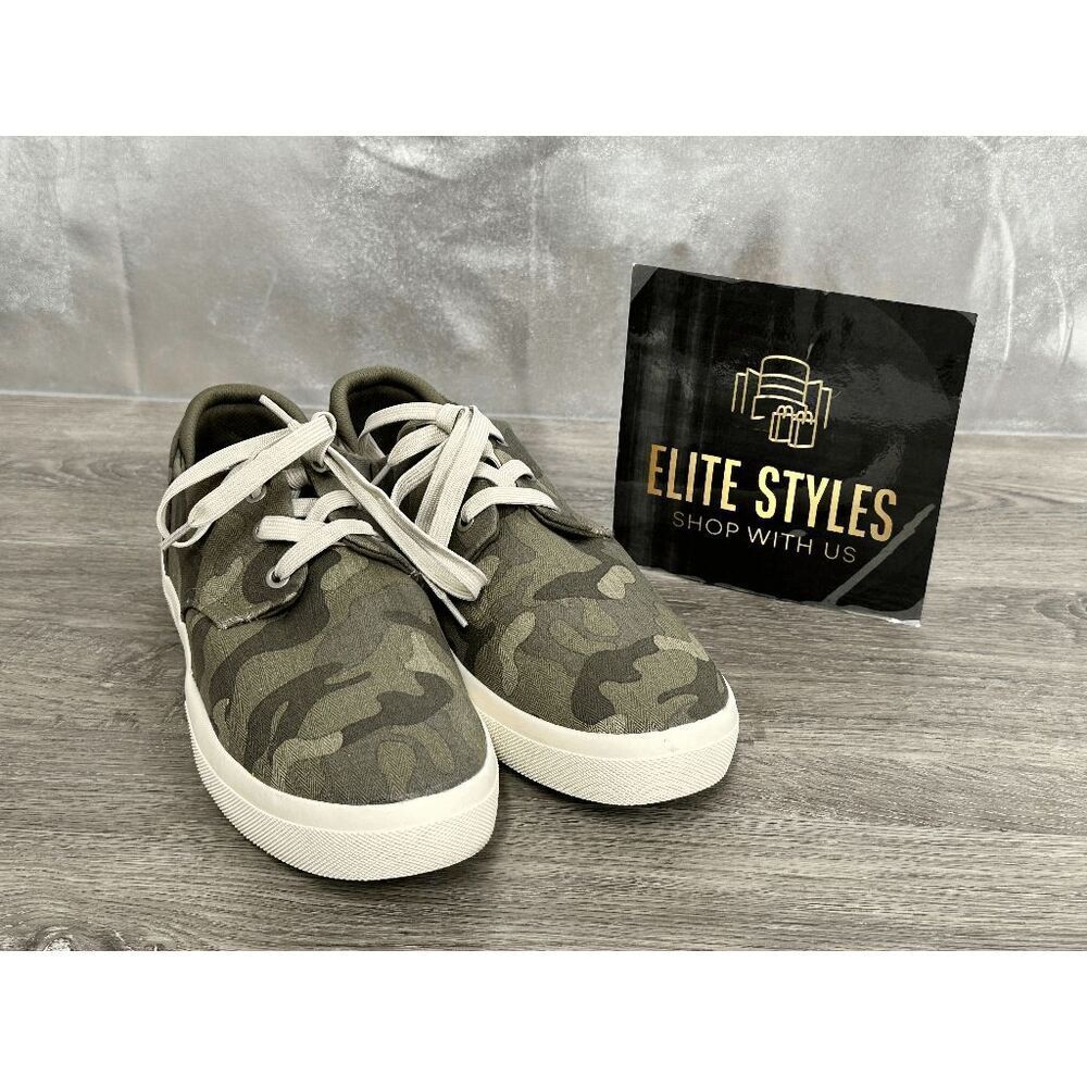 Sun + Stone Women's Archiee Low-Top Lace-Up Sneakers - Olive Camo 10M